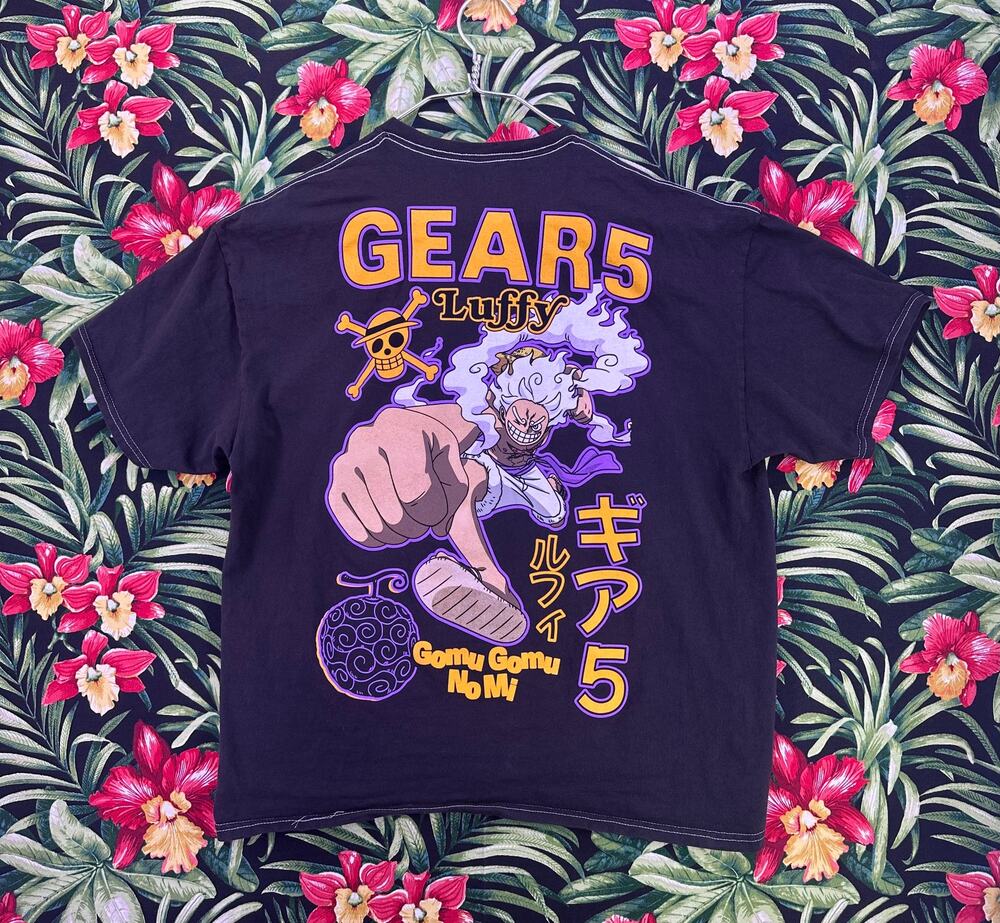 One Piece Anime Gomu Gomu No Mi Gear5 Luffy Dark Gray Sz XL